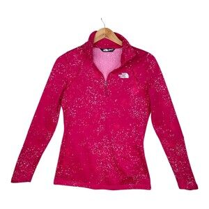 The North Face Pullover Womens Small Pink Fleece Quarter Zip Speckled Hiking